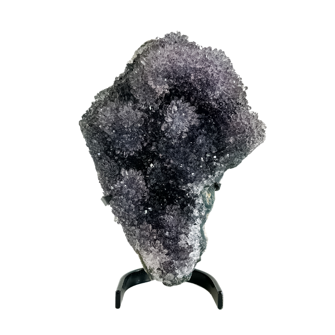 Fleur Druse d'Améthyste Extra sur Base Métal Noir 2,600 Kg