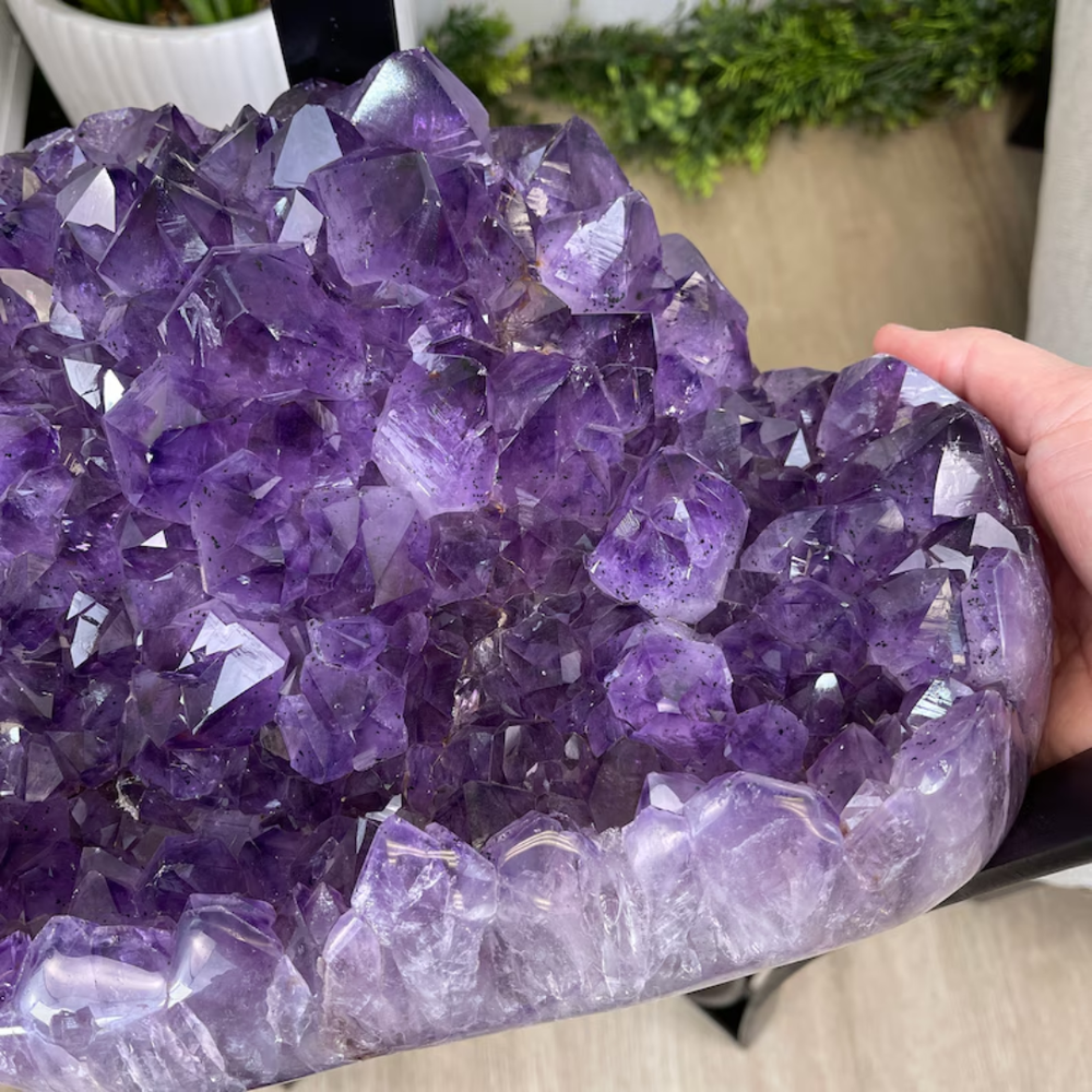 Amethyst Druzy Table Matte Black Metal
