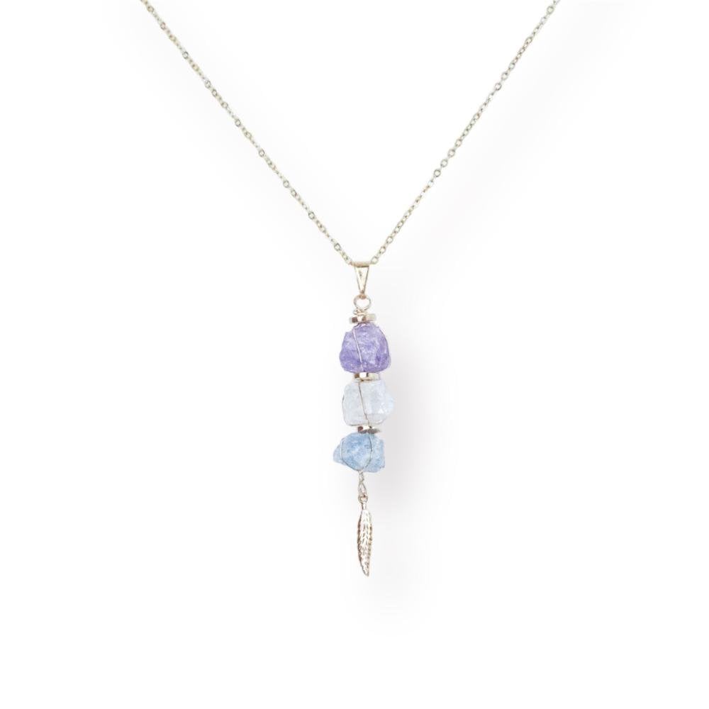 Balance Pendant with Aquamarine, Rose Quartz and Amethyst Gold Plated