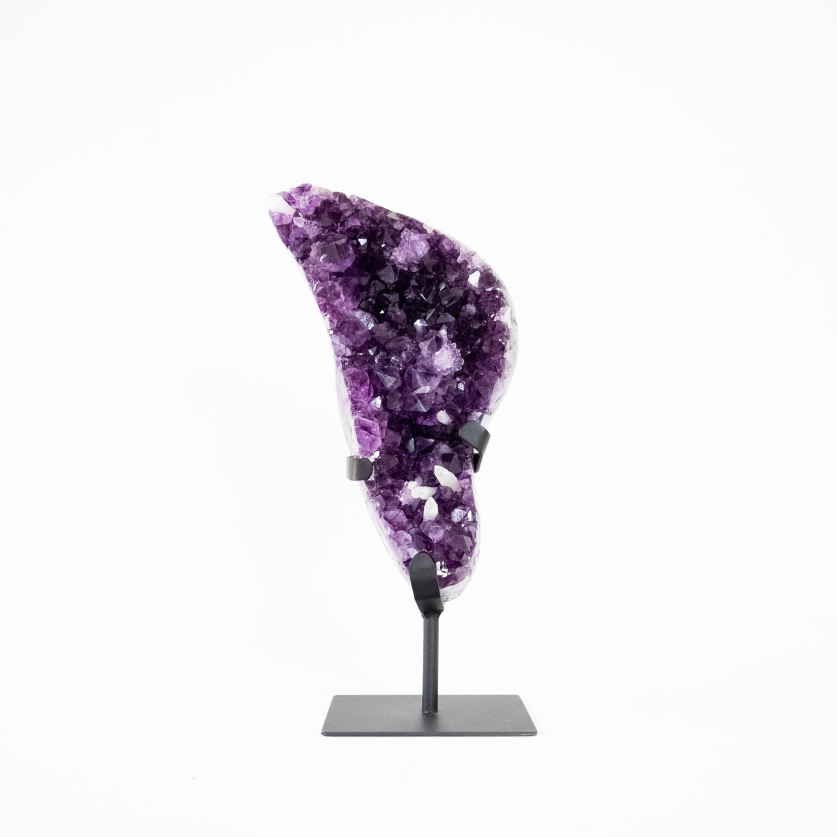 Extra Amethyst Druzy with Crystallized Calcite Inclusion on Black Metal Base 2.770 kg