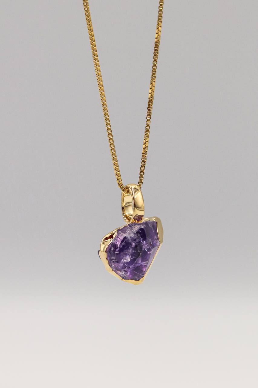 Long Amethyst Necklace 18k Gold Plated