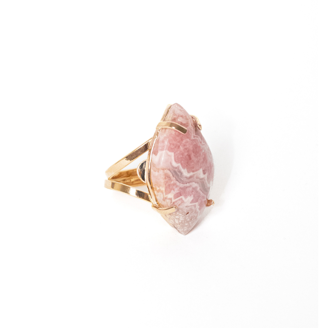 Rhodochrosite Ring Gold Plated