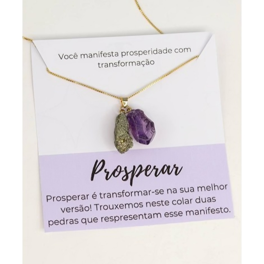 Amethyst and Pyrite Manifesto Necklace Gold Plated