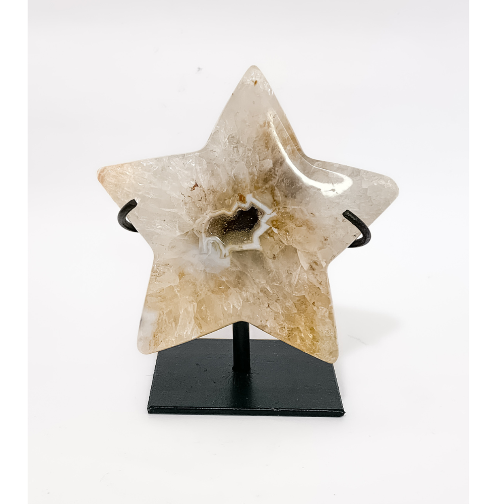 Étoile Agate Naturelle sur Base 340 Grammes Environ.