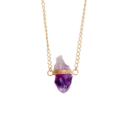 Long Amethyst Necklace Gold Plated Spirituality