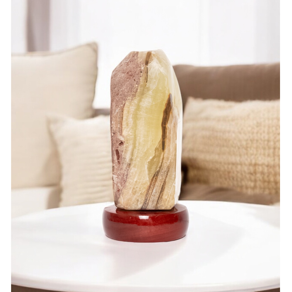 Pakistani Onyx Lamp on Wood Base