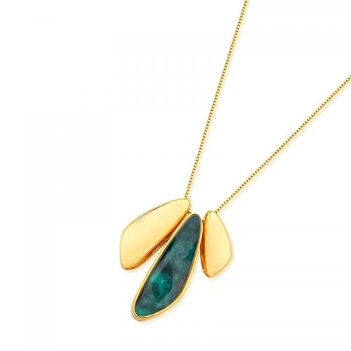 Faceted Emerald Scalene Stone Necklace Gold Plated