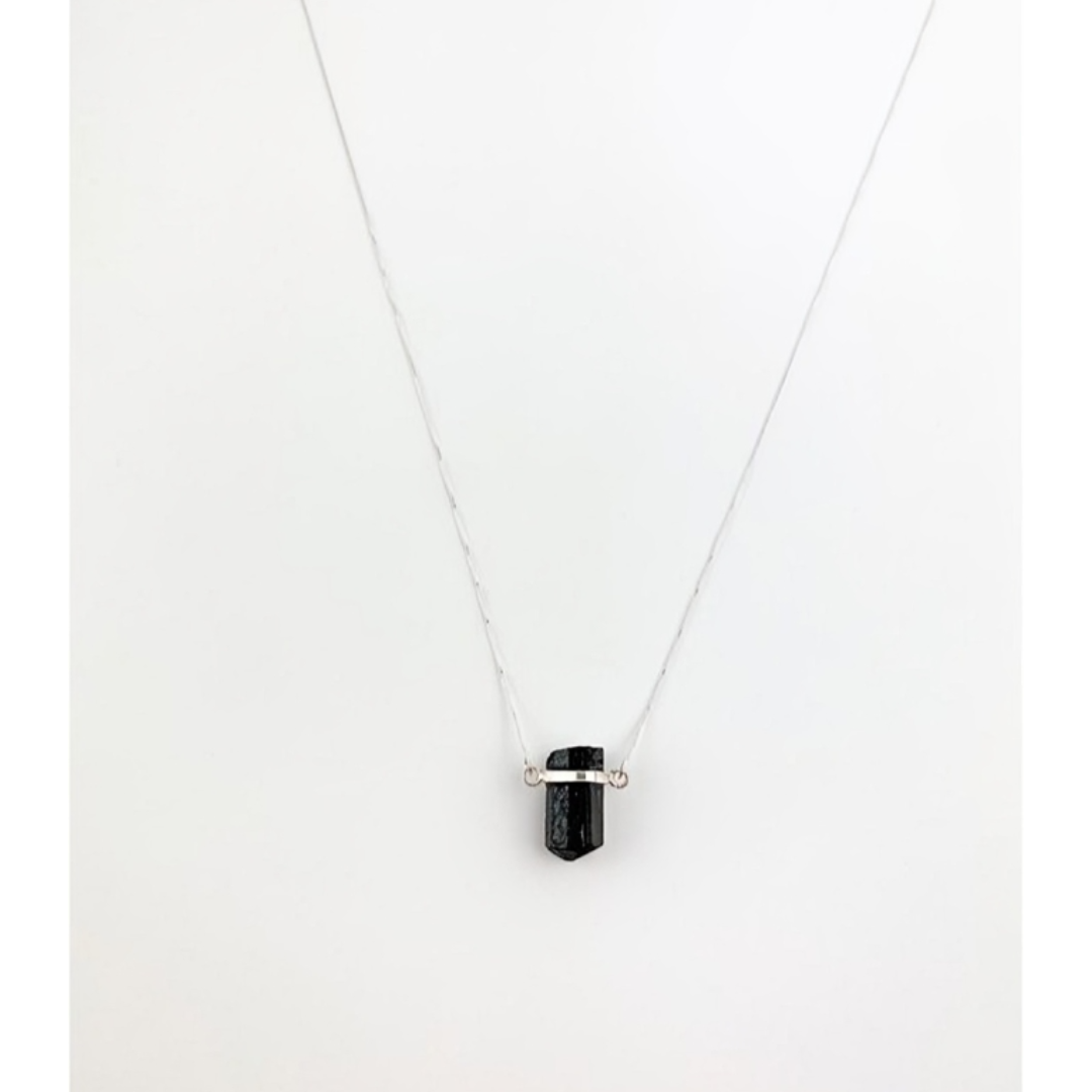 Raw Tourmaline Necklace Silver 925