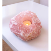 Raw Rose Quartz Candle Holder