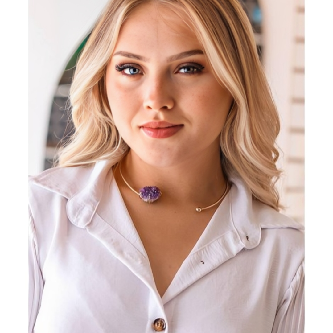 Amethyst Druzy Huggie Choker Gold Plated