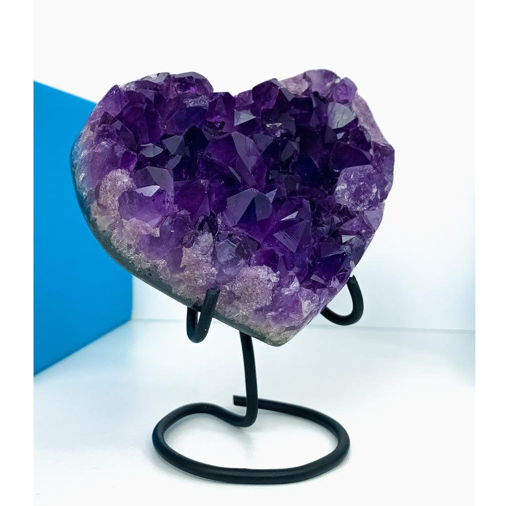 Extra Uruguayan Amethyst Druzy Heart on Metal Base 370 Grams