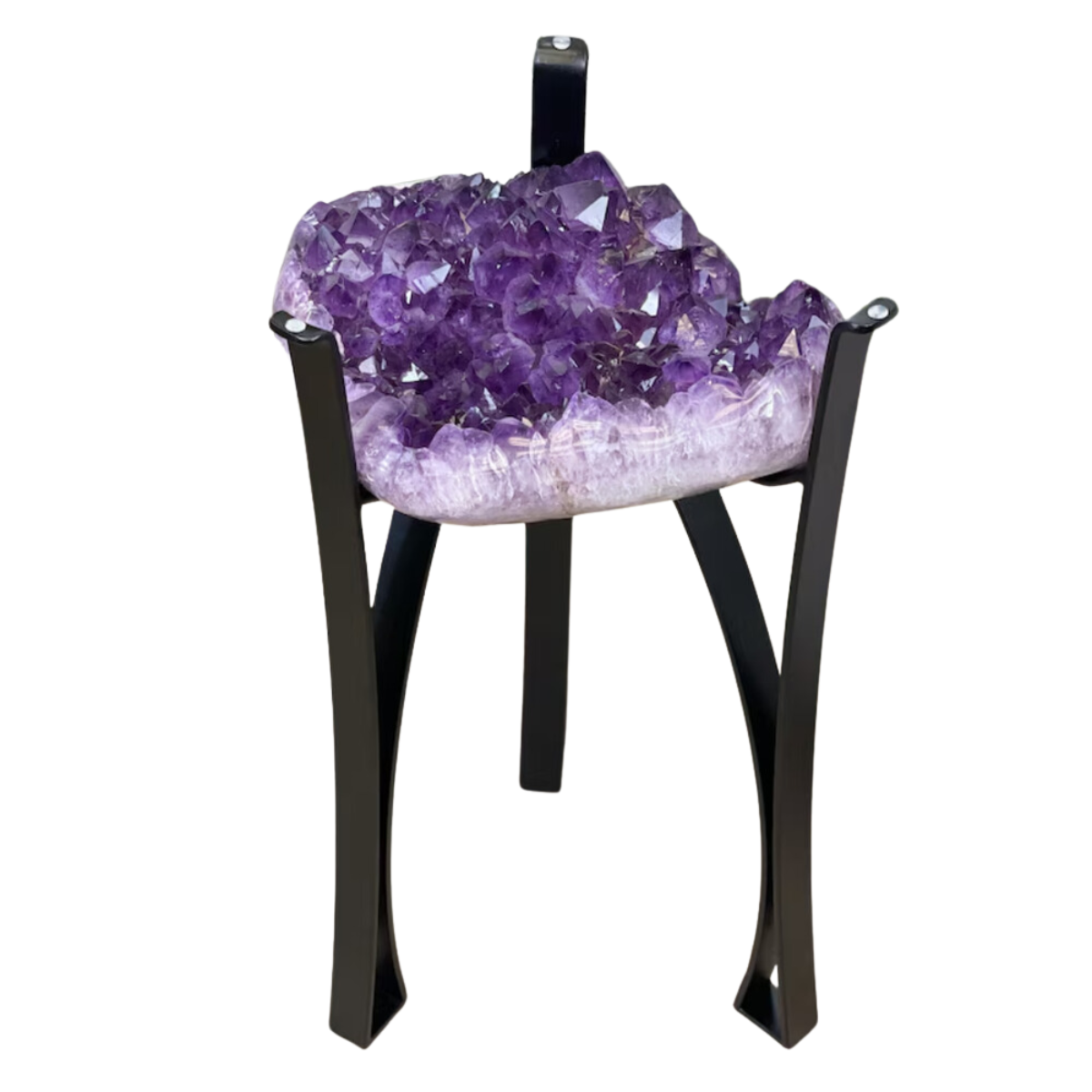 Amethyst Druzy Table Matte Black Metal