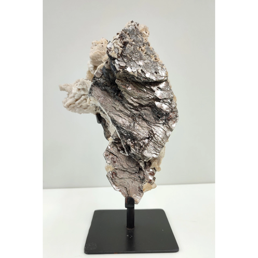 Pierre Lépidolite Noire, Albite et Cristal sur Base 1,340 kg
