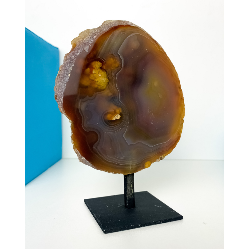Pierre Agate Naturelle sur Base de Fer Semi-Polie