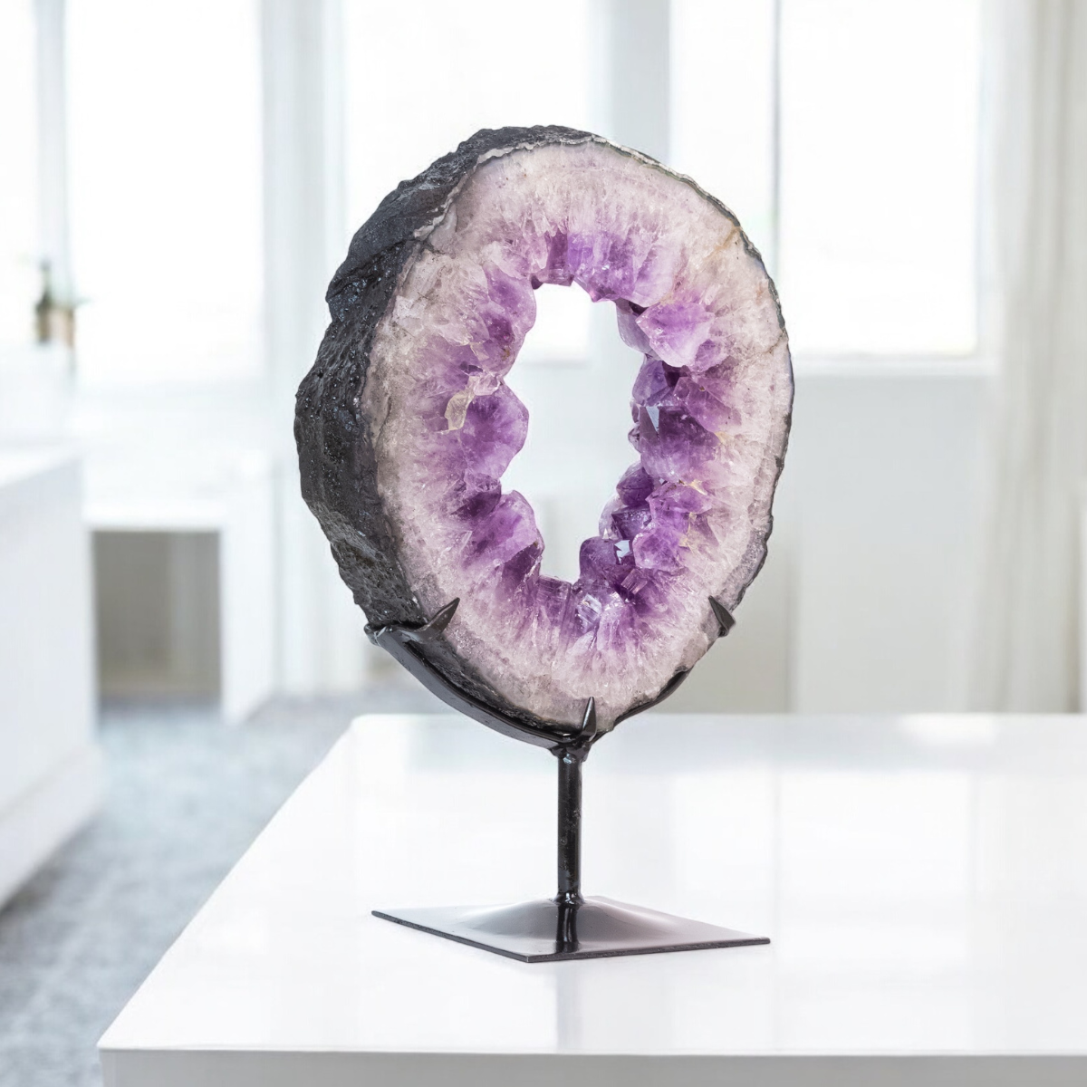 Amethyst Druzy Ring on Black Metal Base 8.0kg