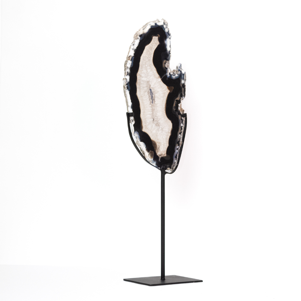 Natural Agate Plate on Black Metal Base 940 grams approx.