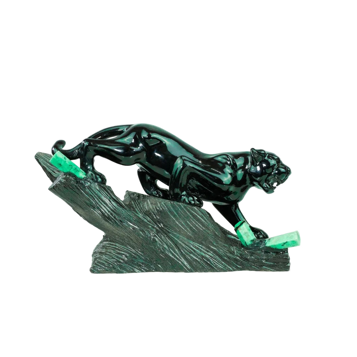 Escultura Pantera Negra em Esmeralda e Xisto de Esmeralda