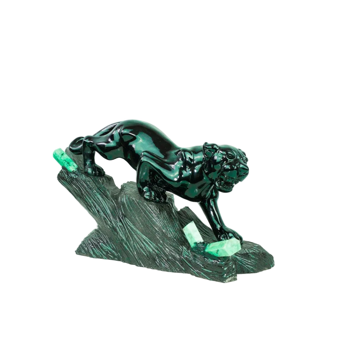 Escultura Pantera Negra em Esmeralda e Xisto de Esmeralda