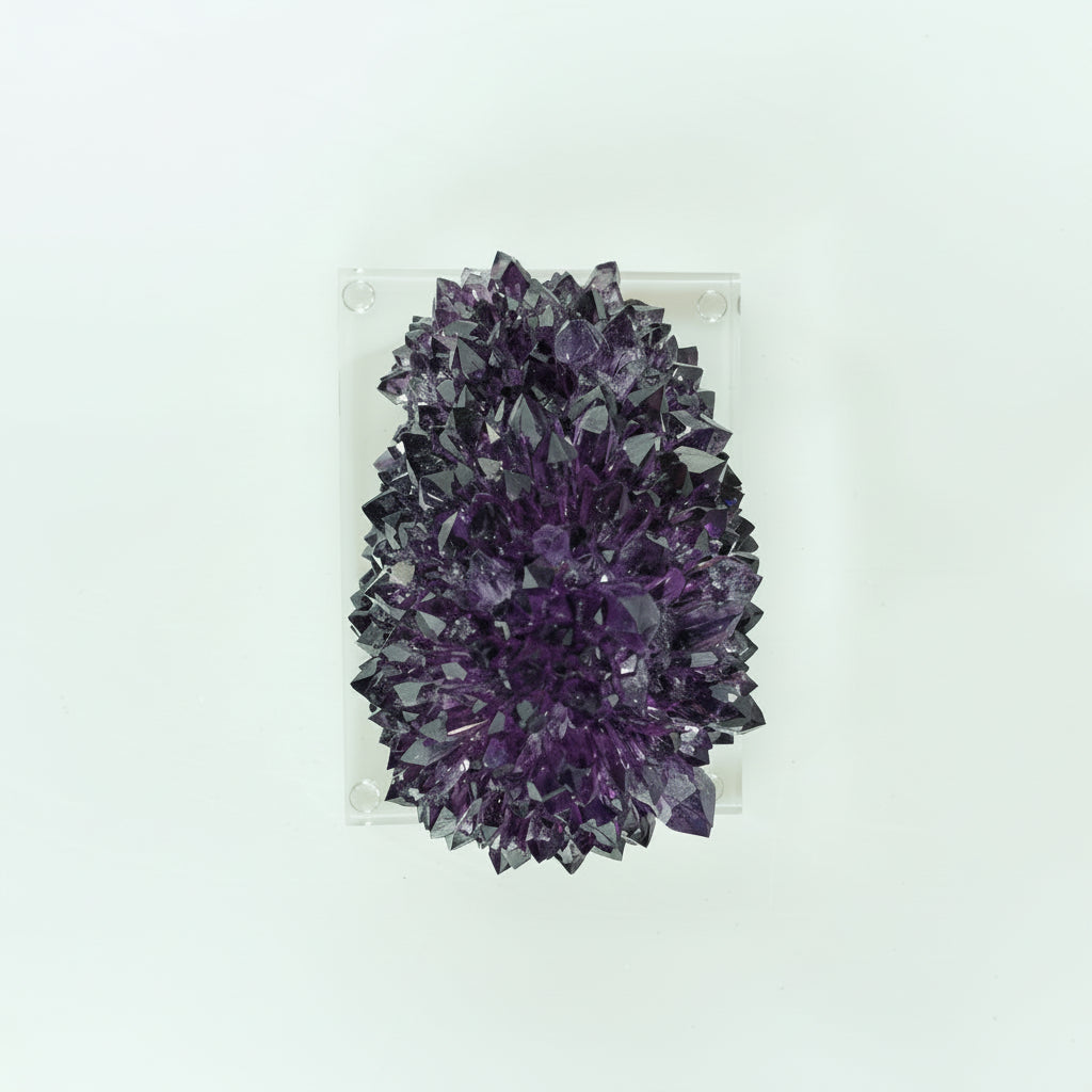 Fleur Druse d'Améthyste Stalactite Uruguayenne Extra Base Acrylique 1,787 kg (rare)