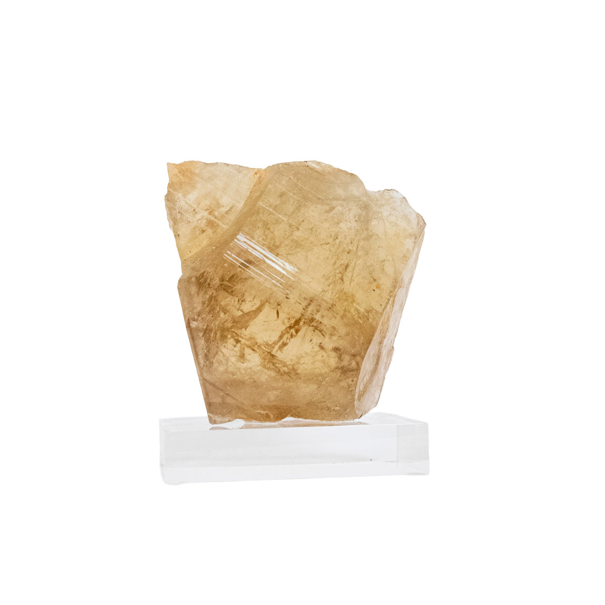 Pedra Citrino Natural Extra Bruto Elestial na Base Acrílica (Coleção) Raro 970 gramas
