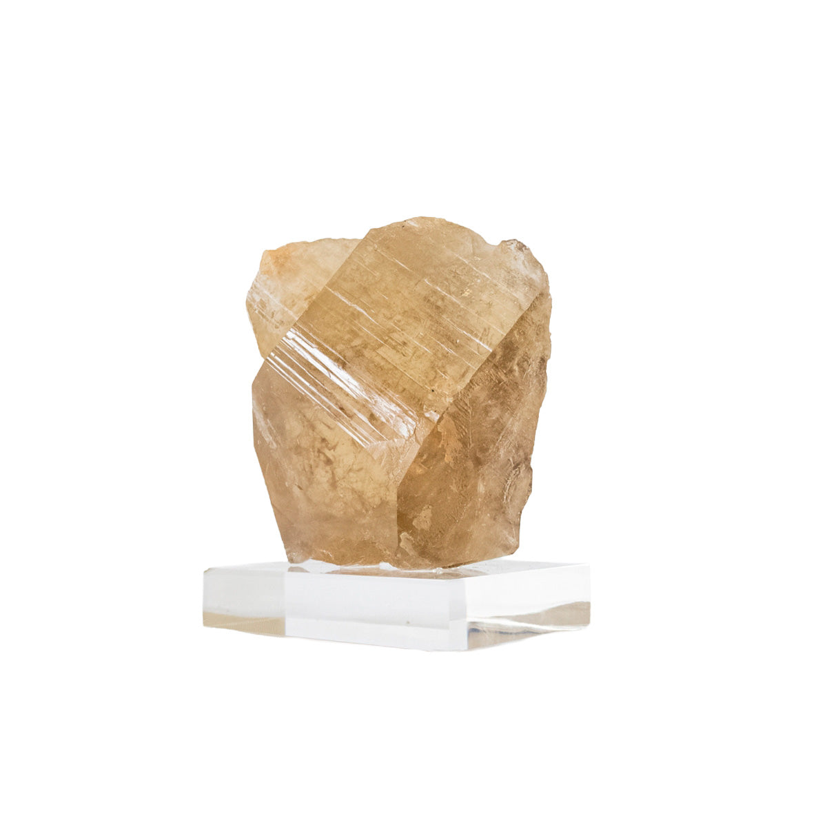Pedra Citrino Natural Extra Bruto Elestial na Base Acrílica (Coleção) Raro 970 gramas