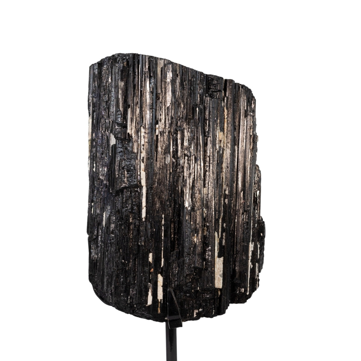 Pedra Turmalina Negra Bruta Grande na Base Metal Preto 16,200 kg