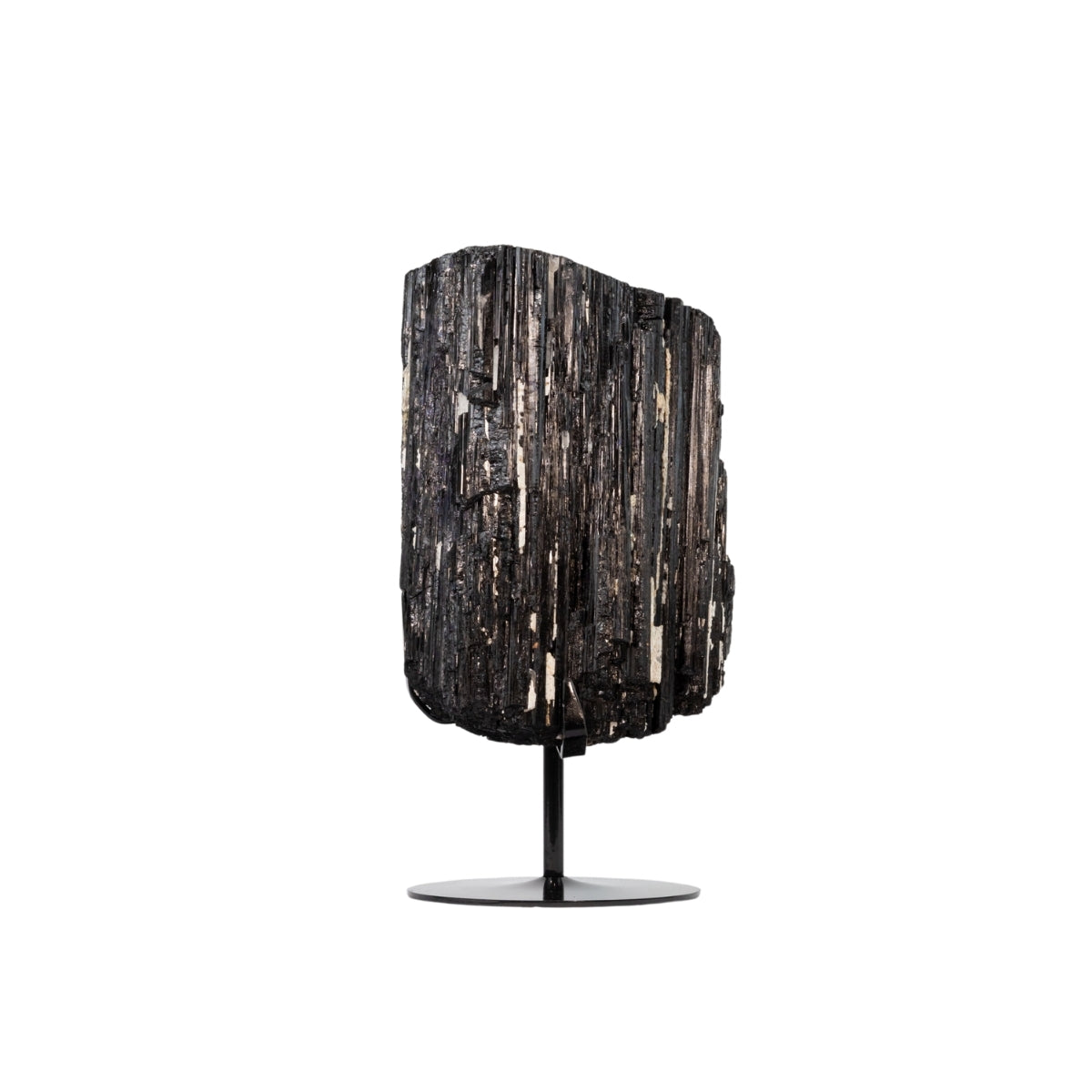 Pedra Turmalina Negra Bruta Grande na Base Metal Preto 16,200 kg