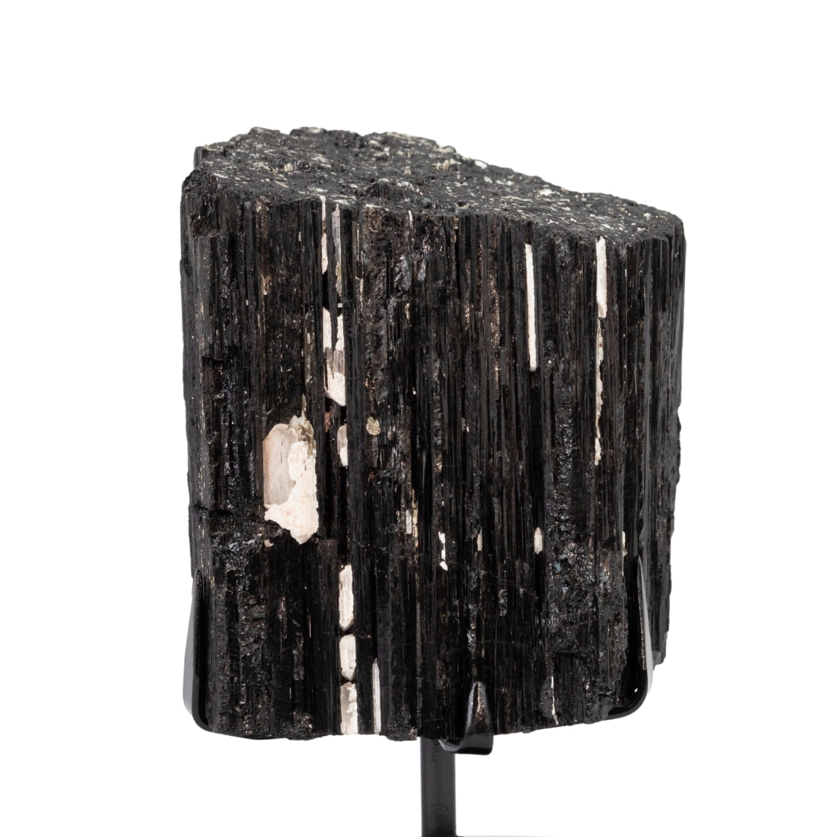 Pedra Turmalina Negra Bruta Grande na Base Metal Preto 4,580 kg