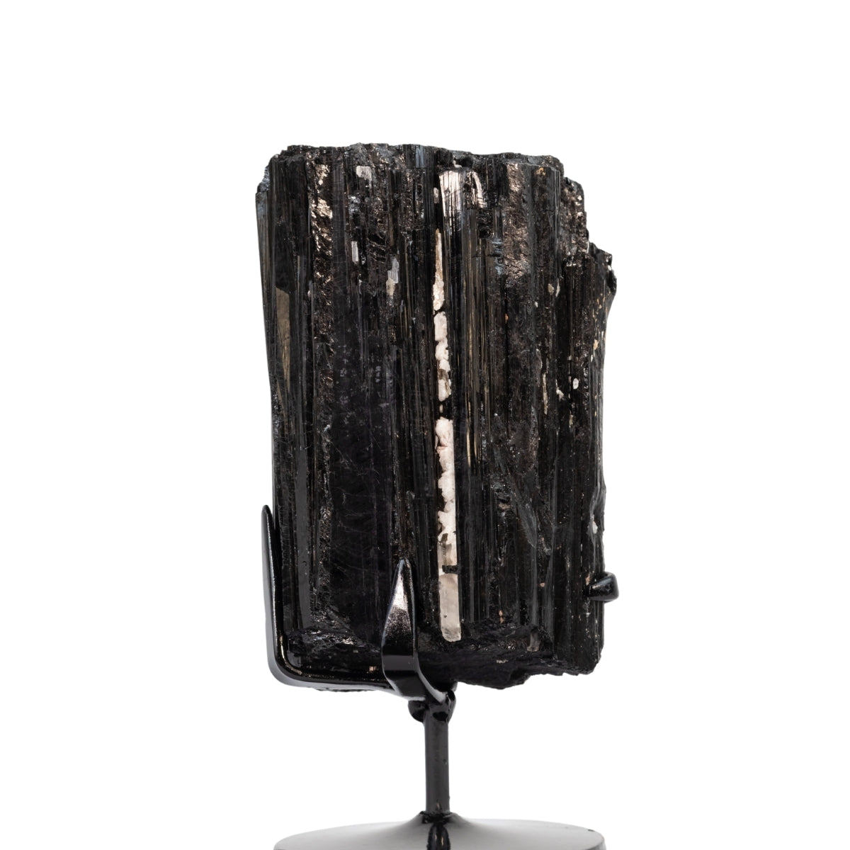 Pedra Turmalina Negra Bruta na Base Metal Preto 1,169 kg