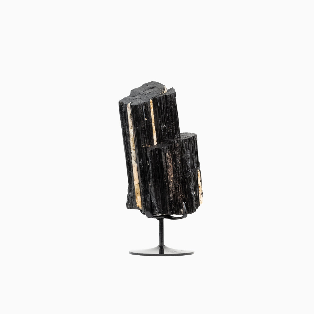 Pedra Turmalina Negra Bruta na Base Metal Preto 1,964 kg