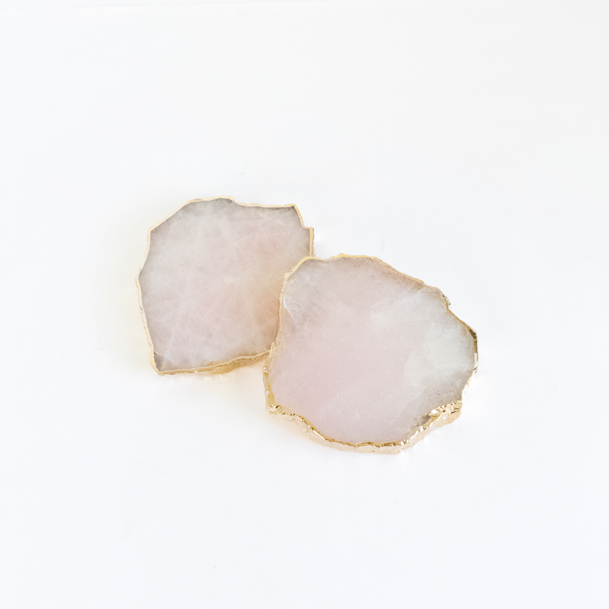 Porte-Verre Quartz Rose Plaqué Or - Unitaire