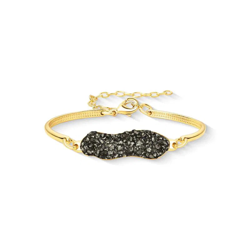 Pulseira Pedra Pirita Prosperar Banho Ouro