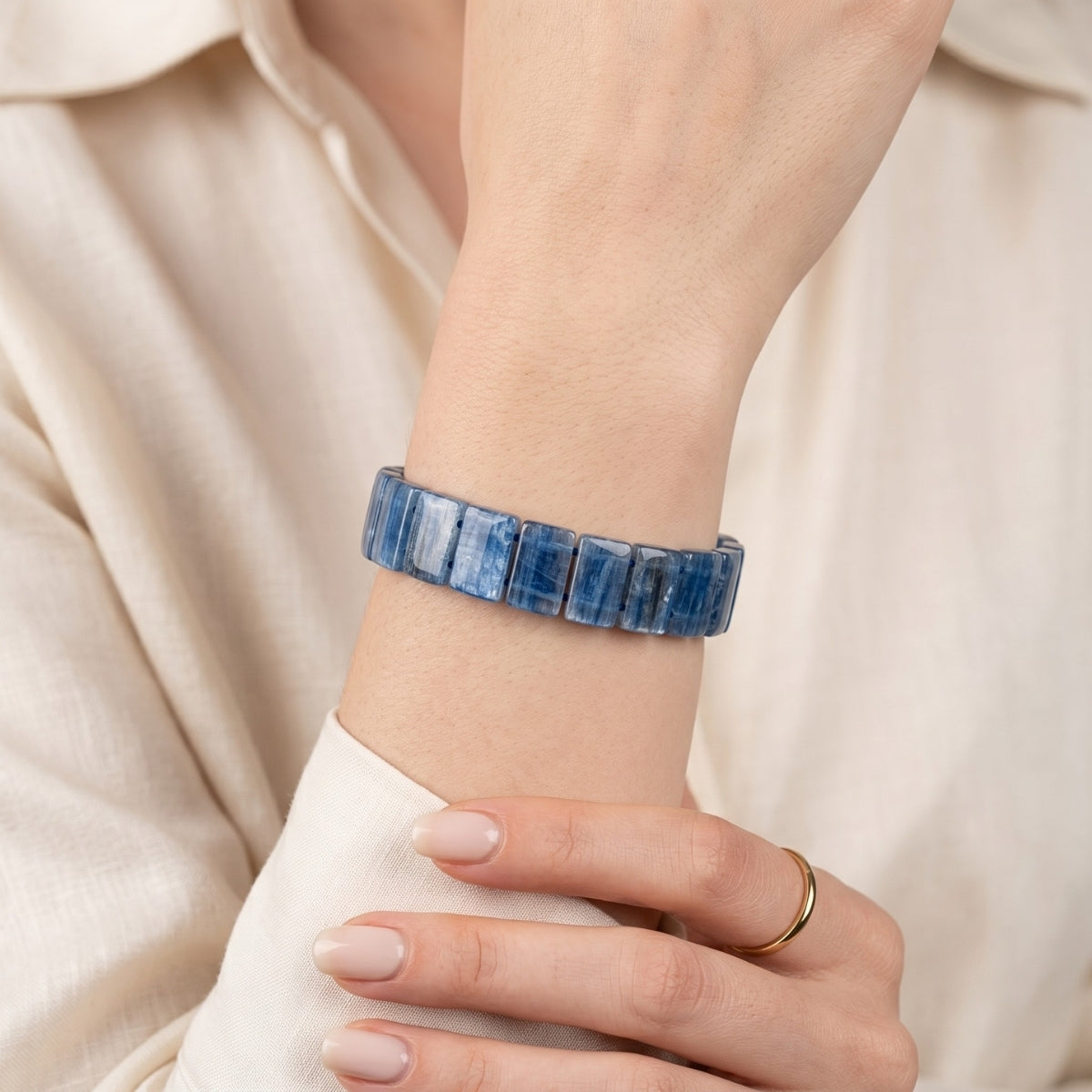 Pulseira Pedra Cianita Azul Extra - Ajustável