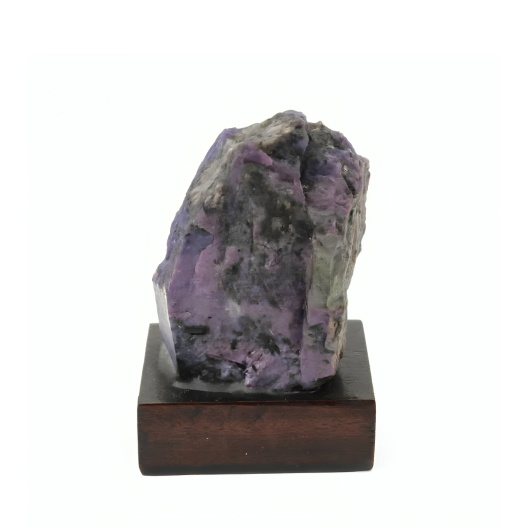Raw Charoite Stone on Wood Base - Collection