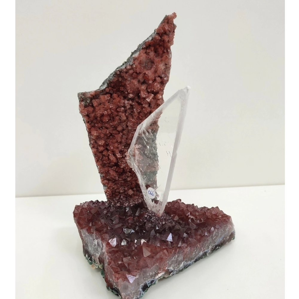 Red Amethyst Druzy with Gypsum Inclusion