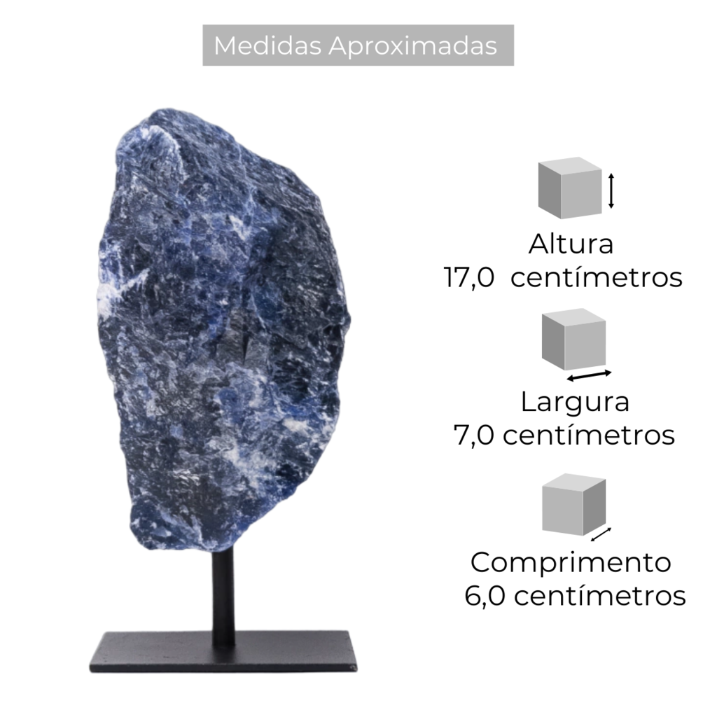 Pierre Sodalite Brute sur Base Métal Noir Mat