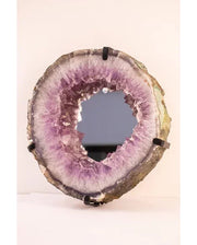 Amethyst Druzy Ring Mirror on Metal Base