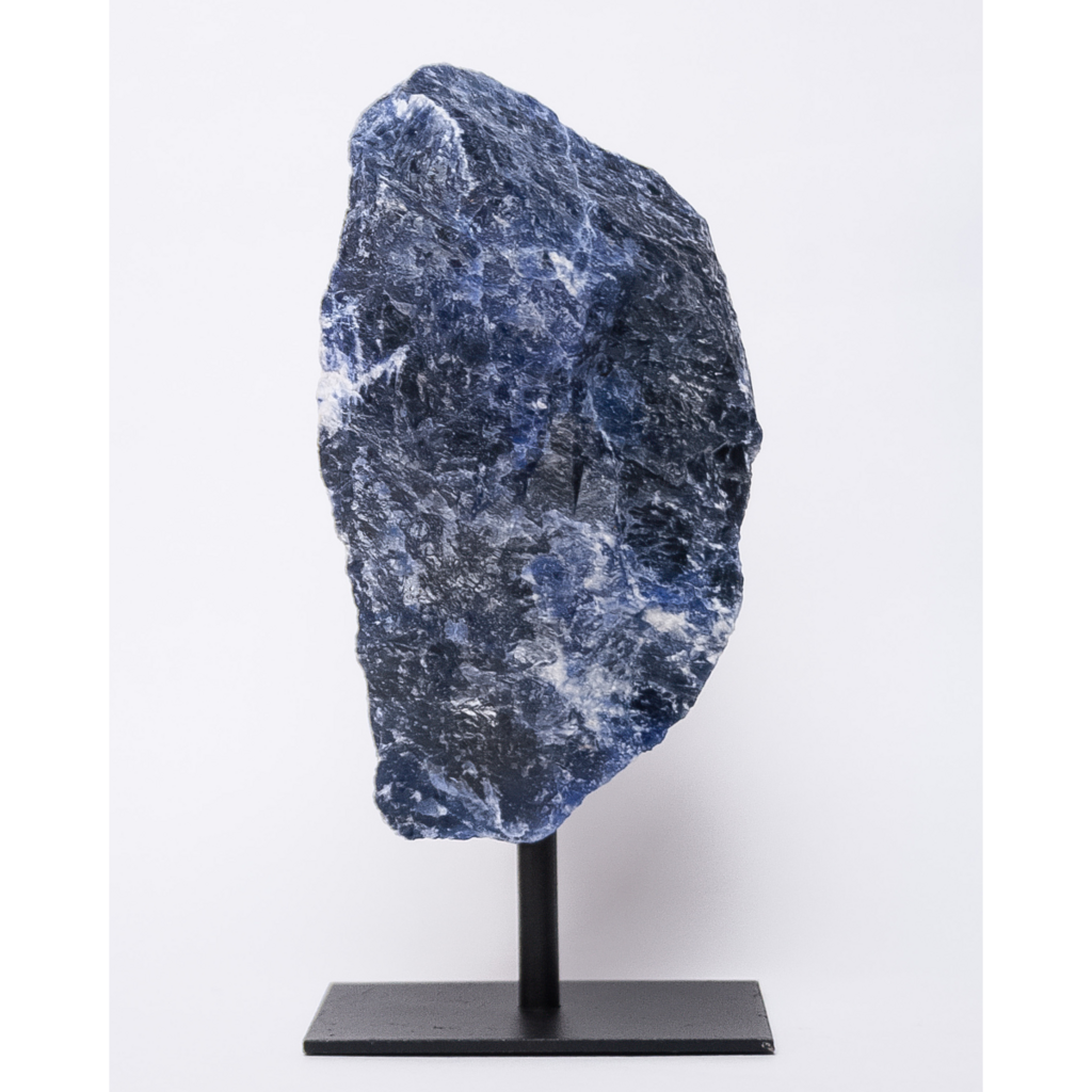 Pierre Sodalite Brute sur Base Métal Noir Mat