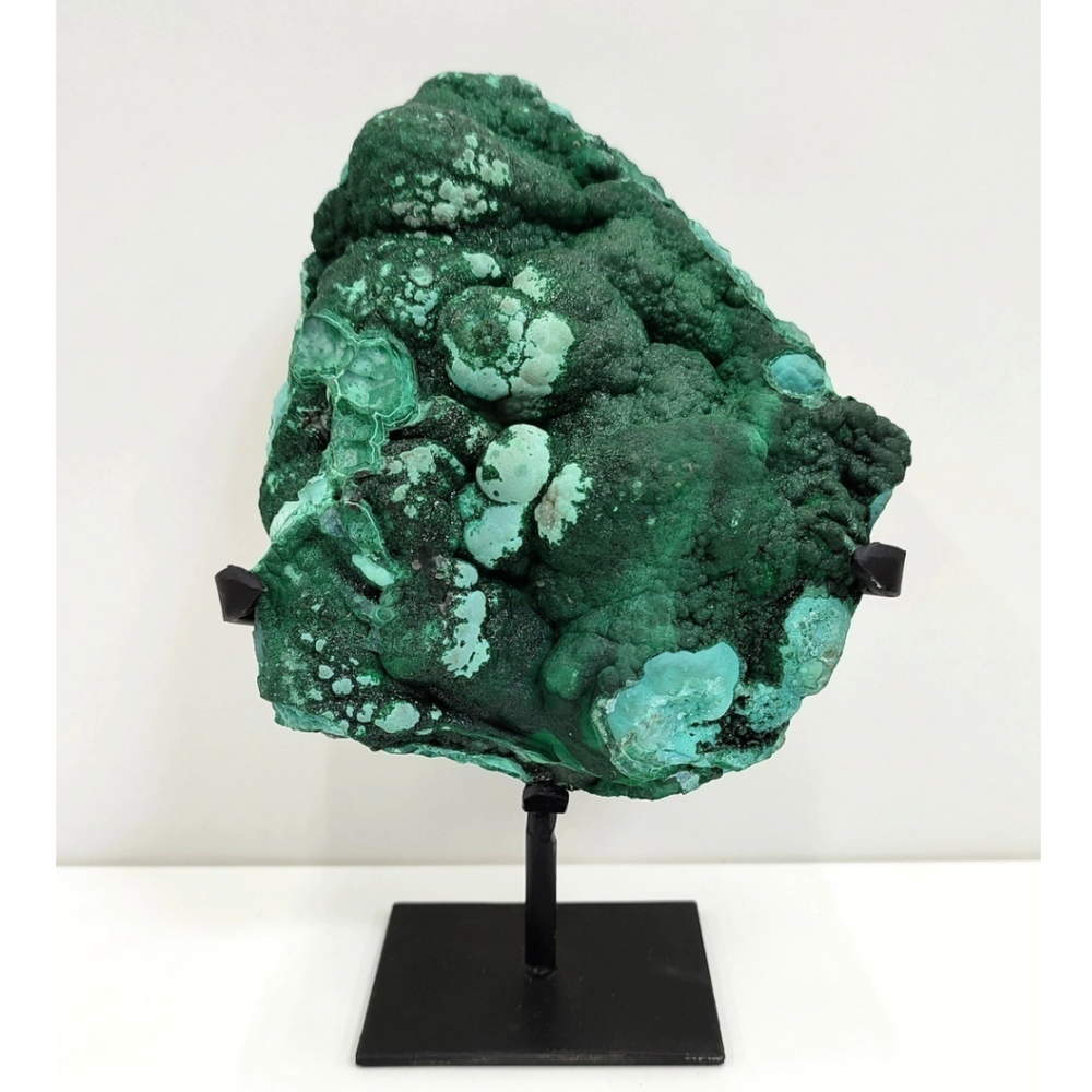Pierre Malachite Botryoïdale Brute sur Base Métal Noir Mat