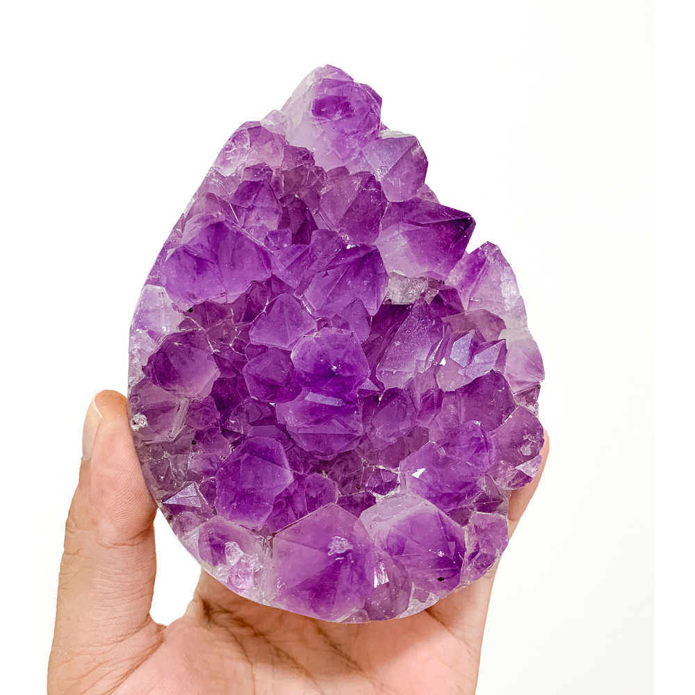 Semi-Cut Drop-Shaped Amethyst Druzy 758 Grams