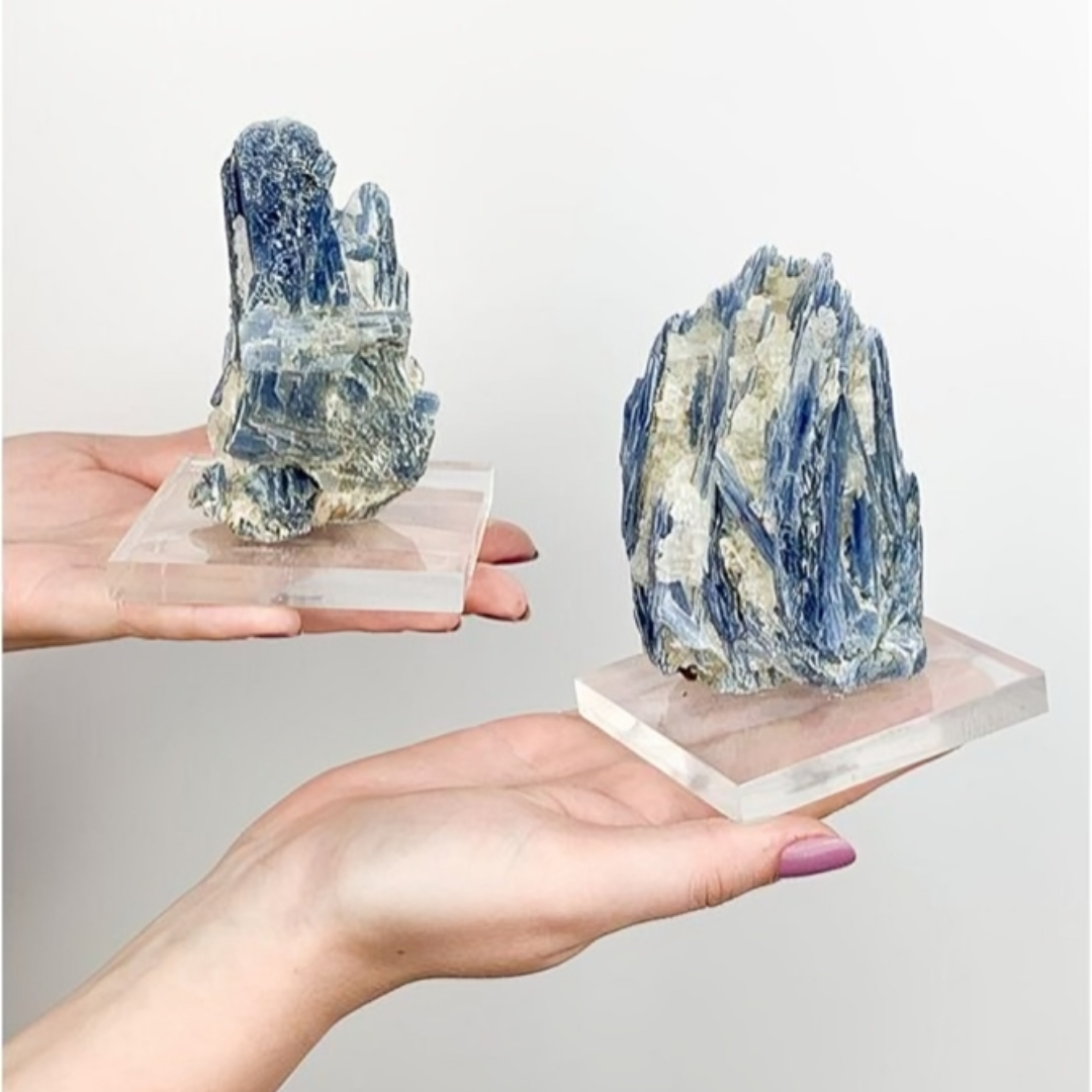 Raw Blue Kyanite on Acrylic Base 300 to 394 grams