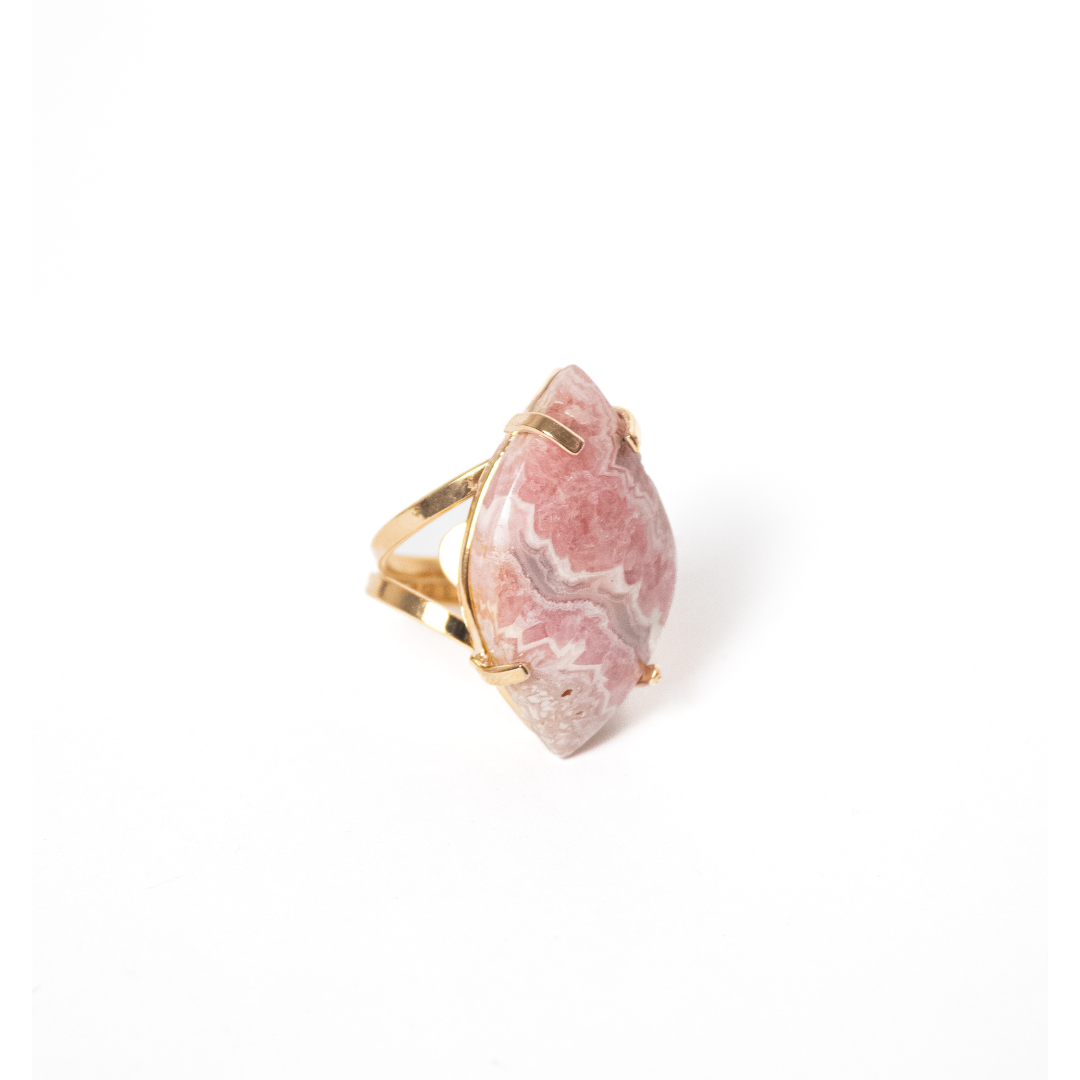 Rhodochrosite Ring Gold Plated