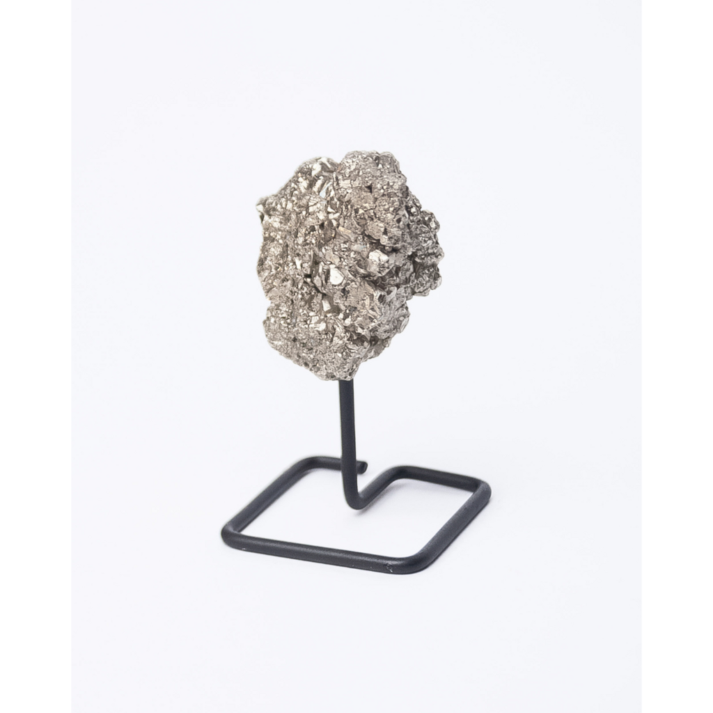 Pierre Pyrite sur Base Métal Noir Mat