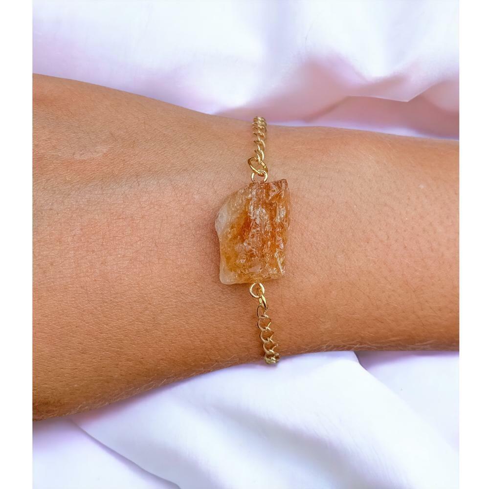 Raw Citrine Bracelet 24k Gold Plated