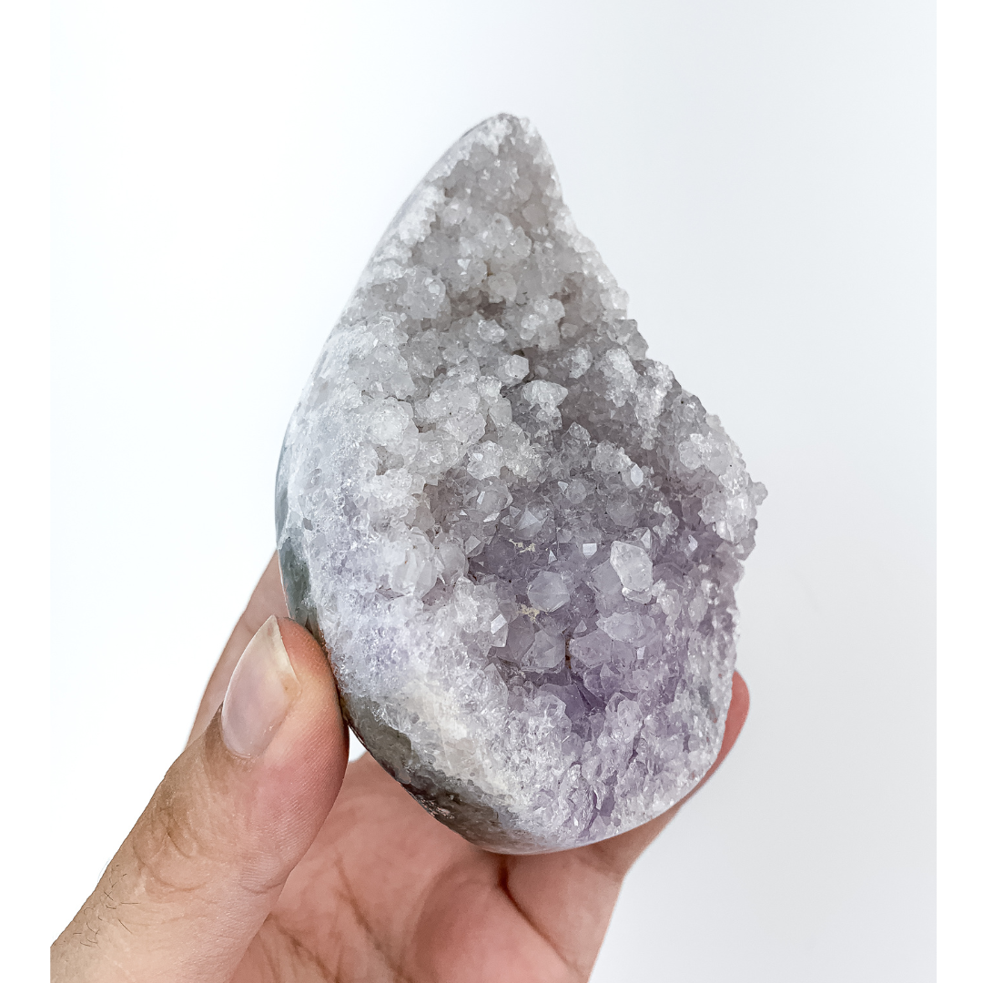 Semi-Cut Drop-Shaped Amethyst Druzy 427 Grams