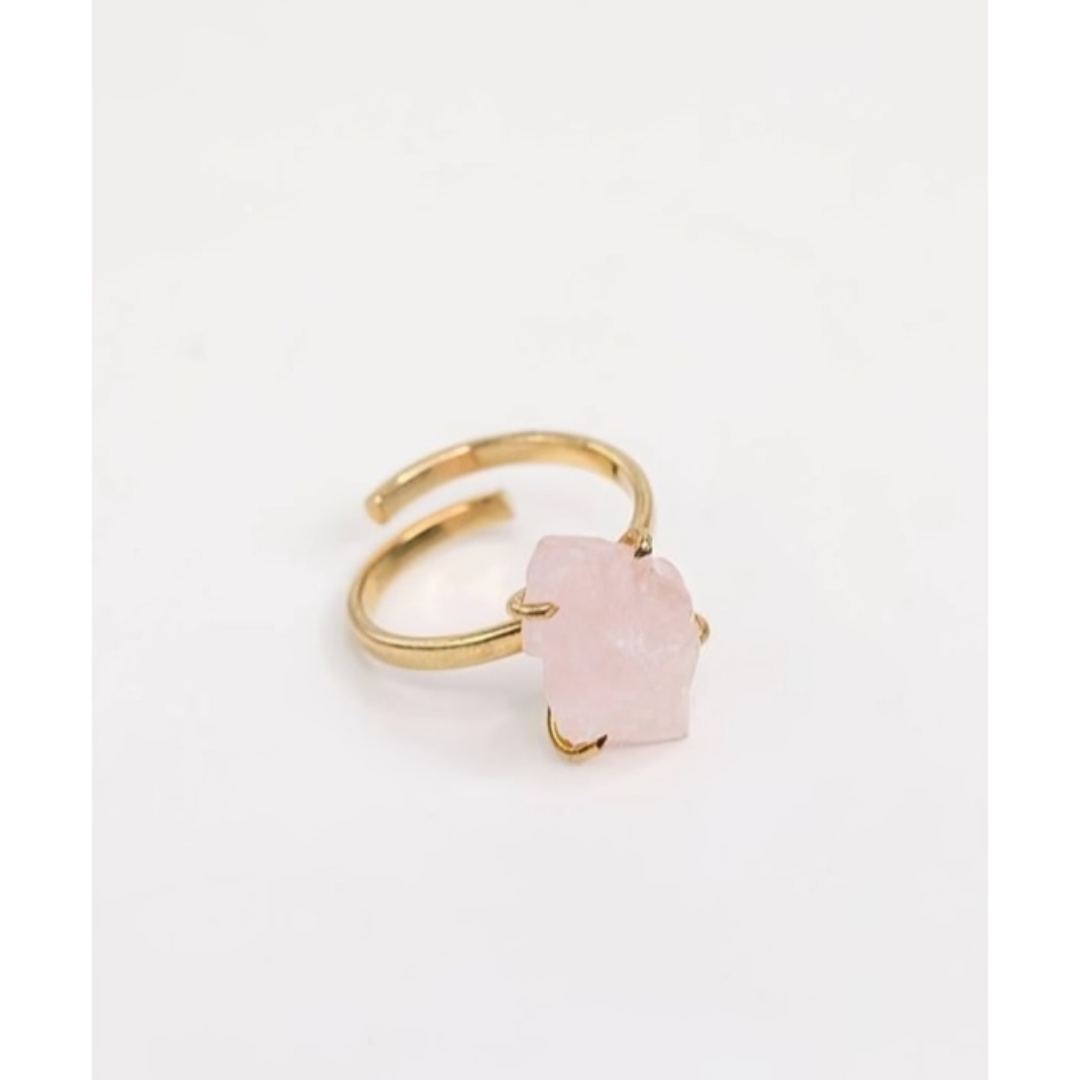 Rose Quartz Adjustable Ring Gold Plated