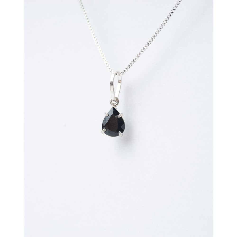 Natural Cut Black Tourmaline Necklace Silver 925