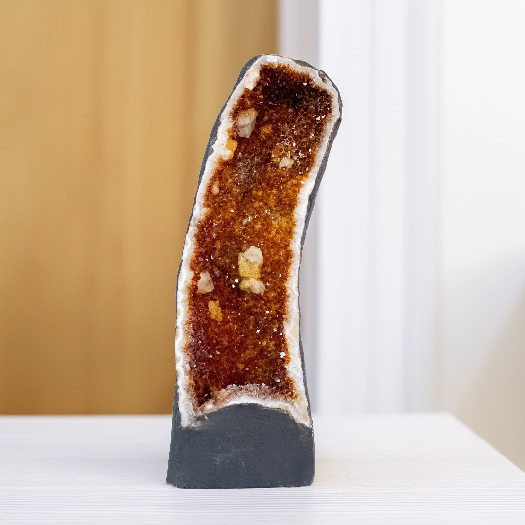 Citrine Cathedral with Crystallized Calcite Inclusion 14.340 kg
