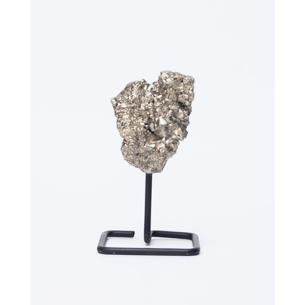 Pierre Pyrite sur Base Métal Noir Mat