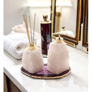 Kit Lavabo Porte-Savon + Diffuseur en Quartz Rose Bain d'Or